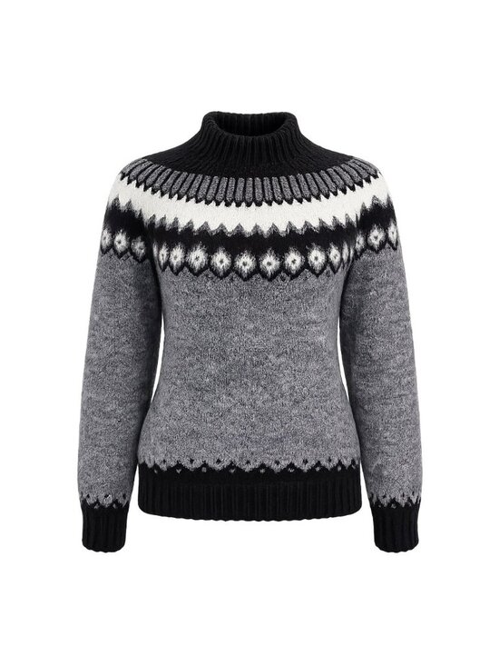 Handmade Milagros Imports Alpaca Wool Sweater Nordic Pattern Black/Grey/White Wo - Picture 4 of 15